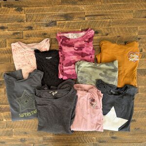 Lot Of 9 Girls Size 14-16 Long Sleeve Tops Kidpik Old Navy Mudd Lucky Osk Kosh